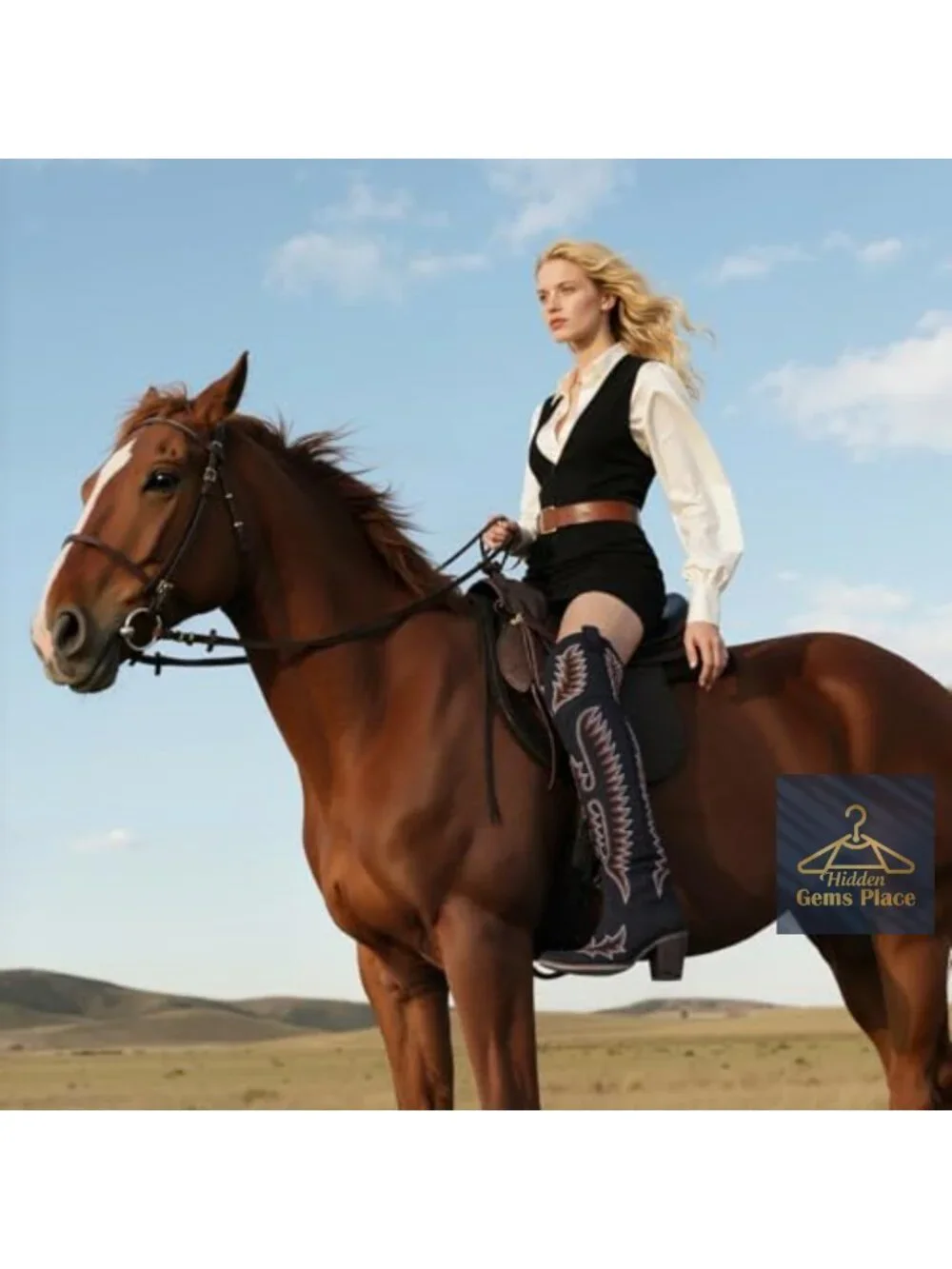Over the Knee Cowgirl Boots Women Thigh High Western Pointed Toe PU